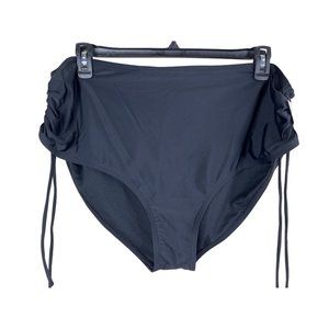 SO Swim Buttoms Juniors Plus Size 3X Solid Black High Waist Ruched Side NWT